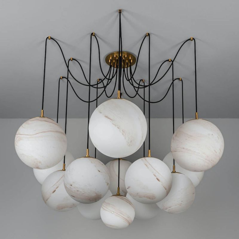Terry Spider Alabaster Ball Chandelier, Luxurious Alabaster Chandelier Chandelier Riviko