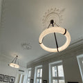Oslo L1P Pendant Alabaster Chandelier, Halo Ring Chandelier With canopy Over Dining Table Chandelier Riviko