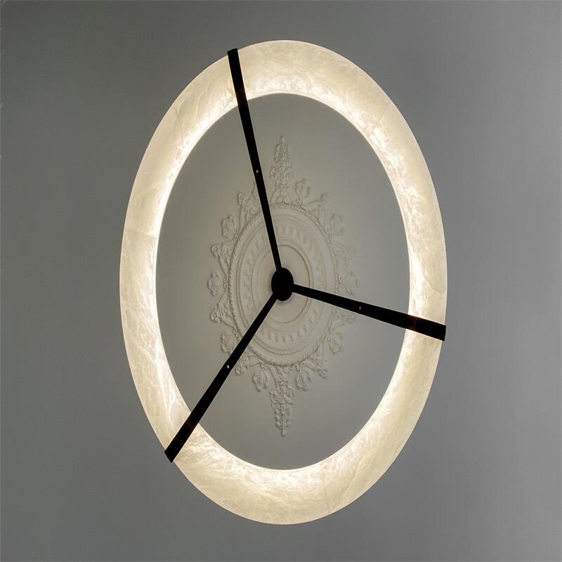 Oslo L1P Pendant Alabaster Chandelier, Halo Ring Chandelier With canopy Over Dining Table Chandelier Riviko