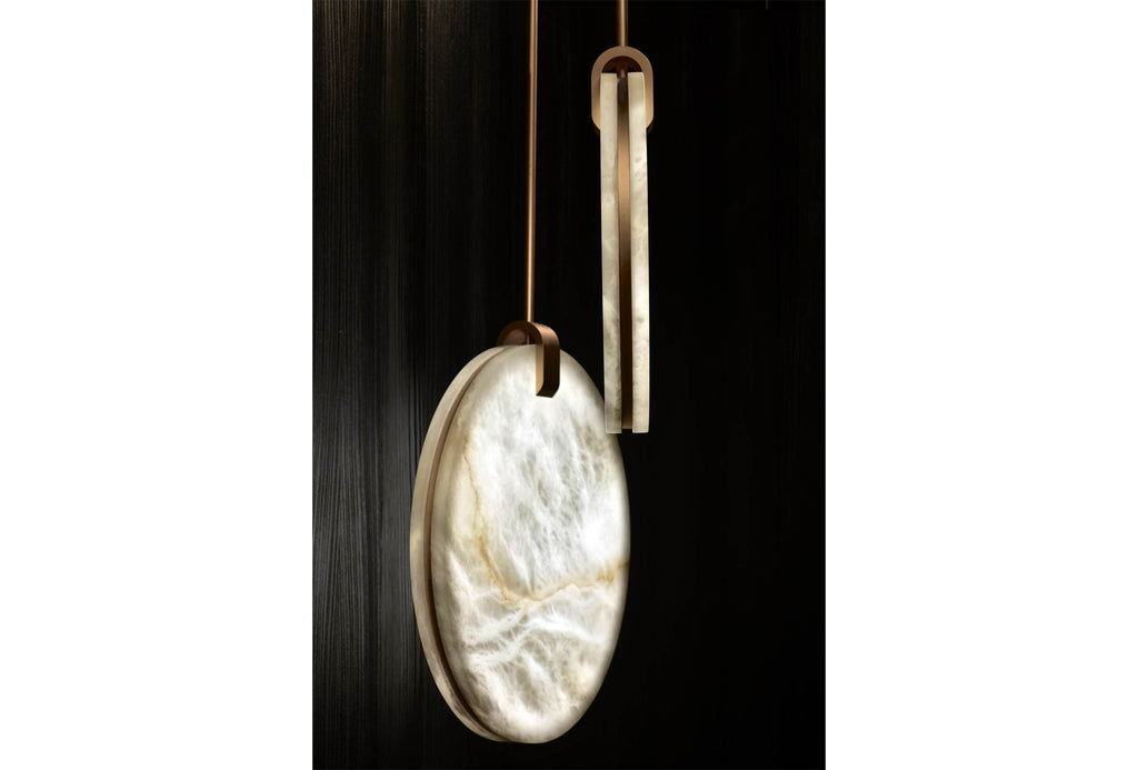 Soho Real Alabaster Disc Pendant Light, Pendant Lamp For Hallway, Staircase Pendant Light Riviko