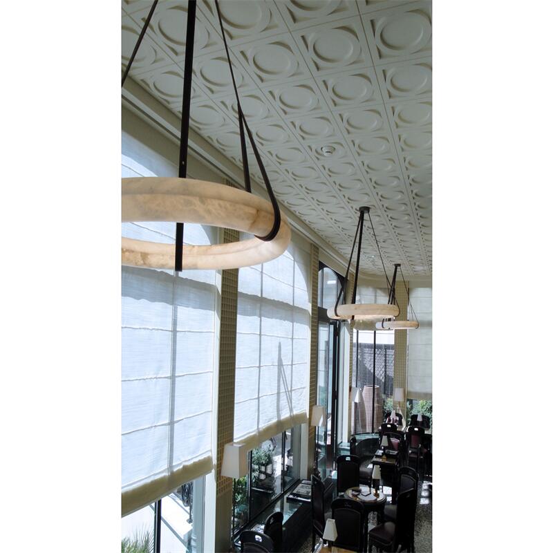 Oslo L1P Pendant Alabaster Chandelier, Halo Ring Chandelier With canopy Over Dining Table Chandelier Riviko