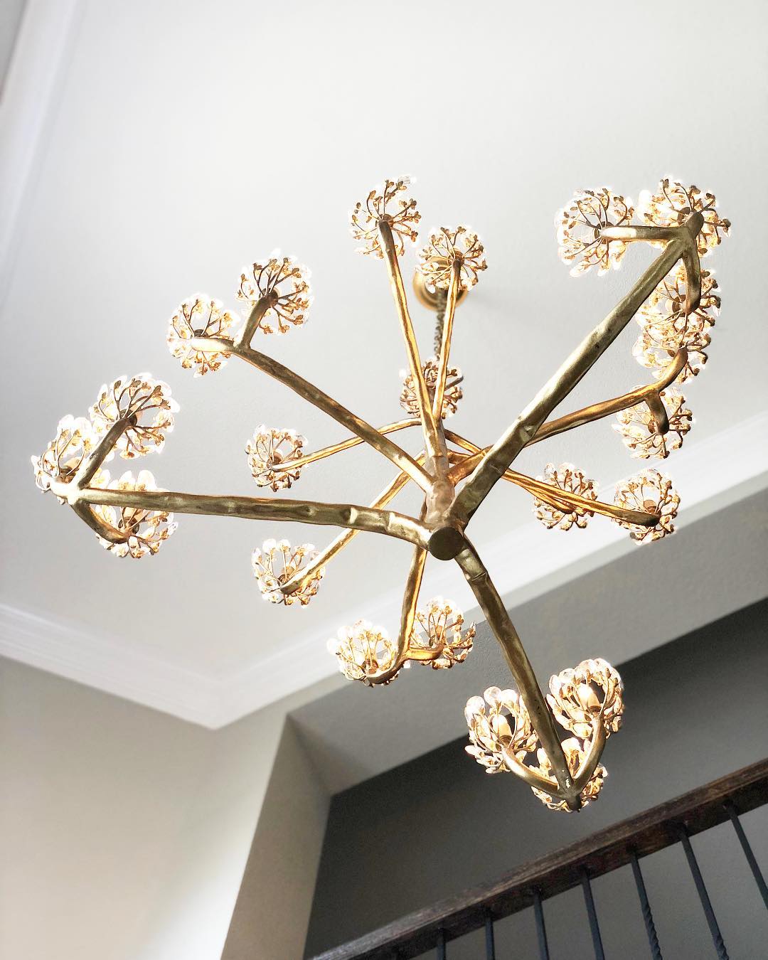Riviko Veridian Bloom 22-Light Gold Chandelier - Background Shot