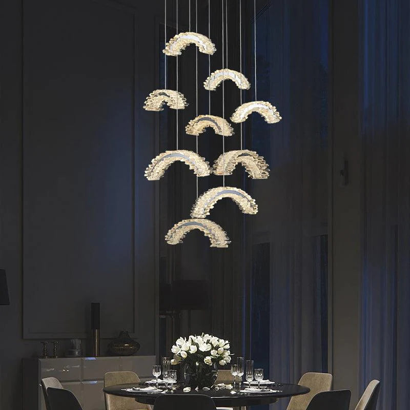 Riviko Radiant Cascade Rock Crystal Chandelier - American ballroom or formal entertaining space