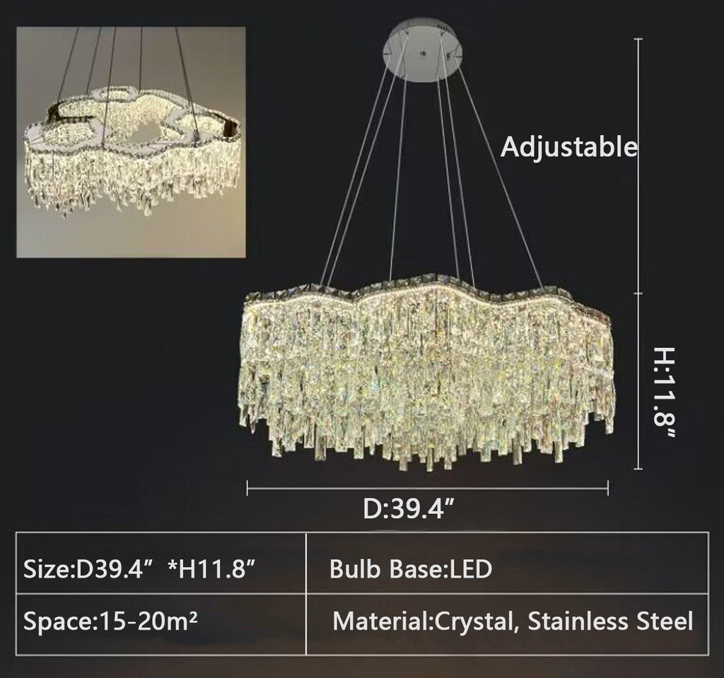 Irregular Round/Oval Crystal Chandelier Modern Luxury
