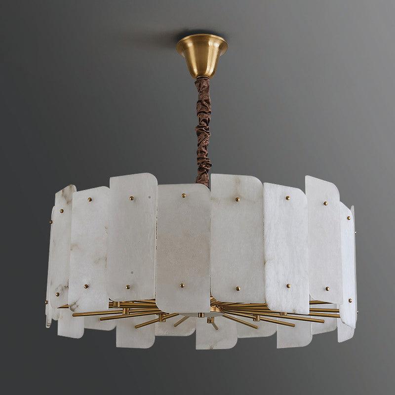 Alabaster Lorry Round Chandelier 20" 31" - Riviko