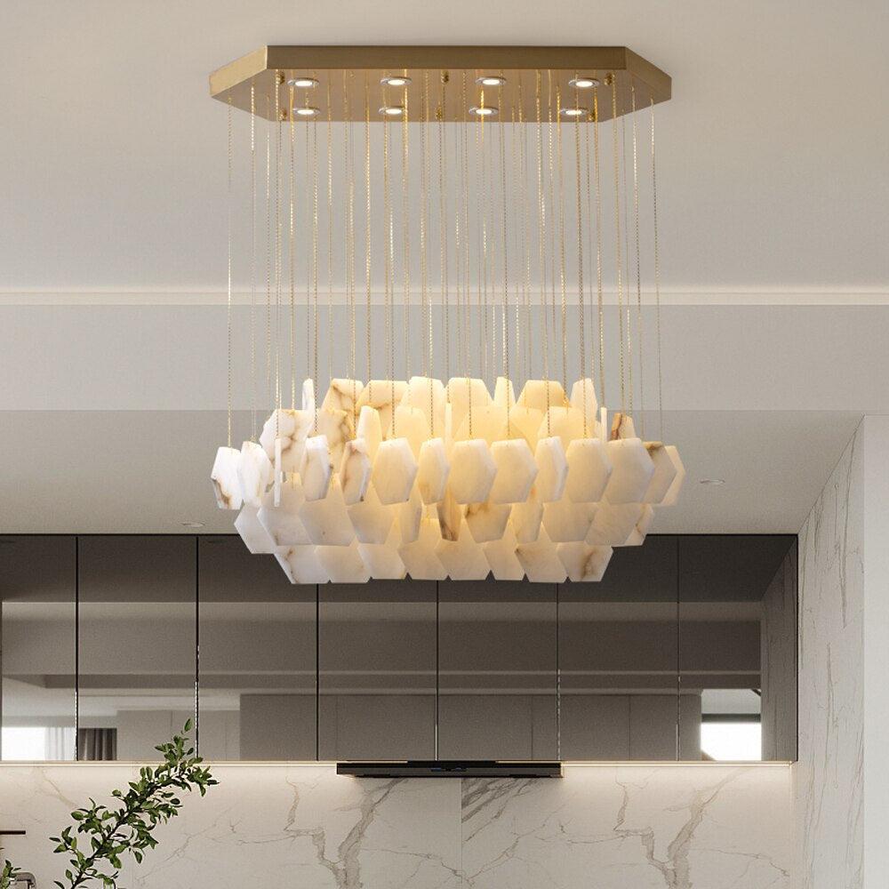 Riviko Alabaster Bloom Sculptural Chandelier - grand American foyer with two-story ceiling