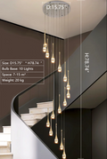 Modern Crystal Waterdrops Chandelier Foyer Staircase Ceiling Lamp Entryway Lighting