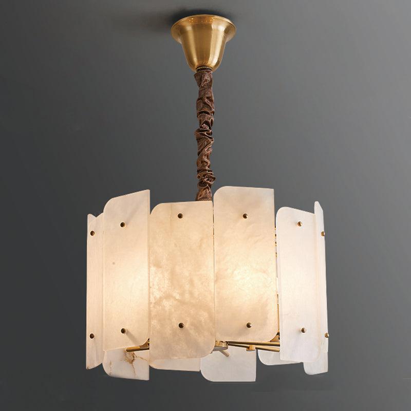 Alabaster Lorry Round Chandelier 20" 31" - Riviko