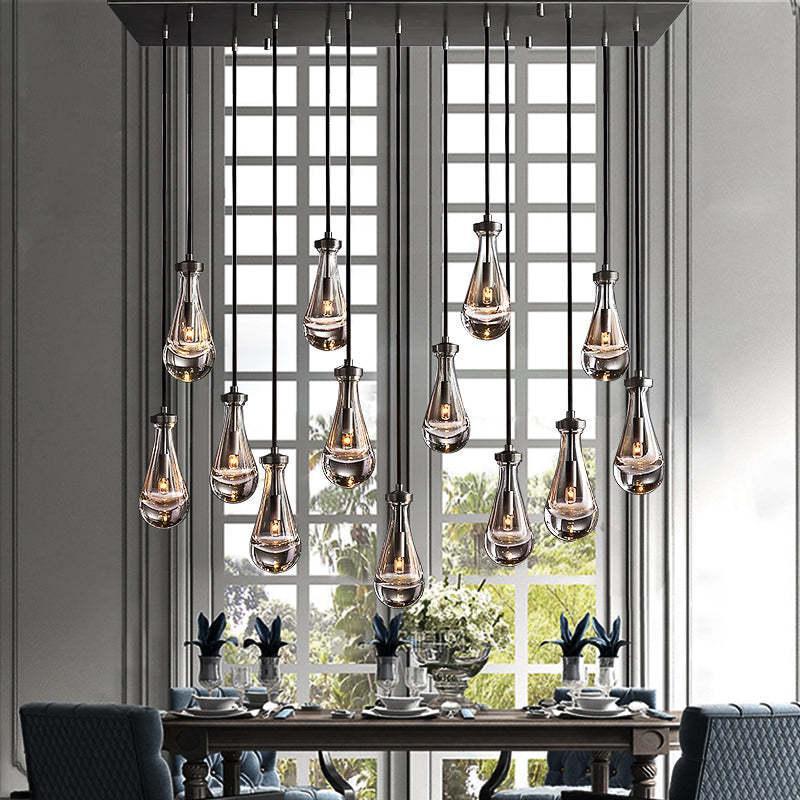Soltaire Raindrop Glass Linear Chandelier 72"