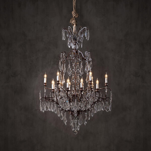 Riviko Grand Baroque Tiered Glass Chandelier - Background Shot