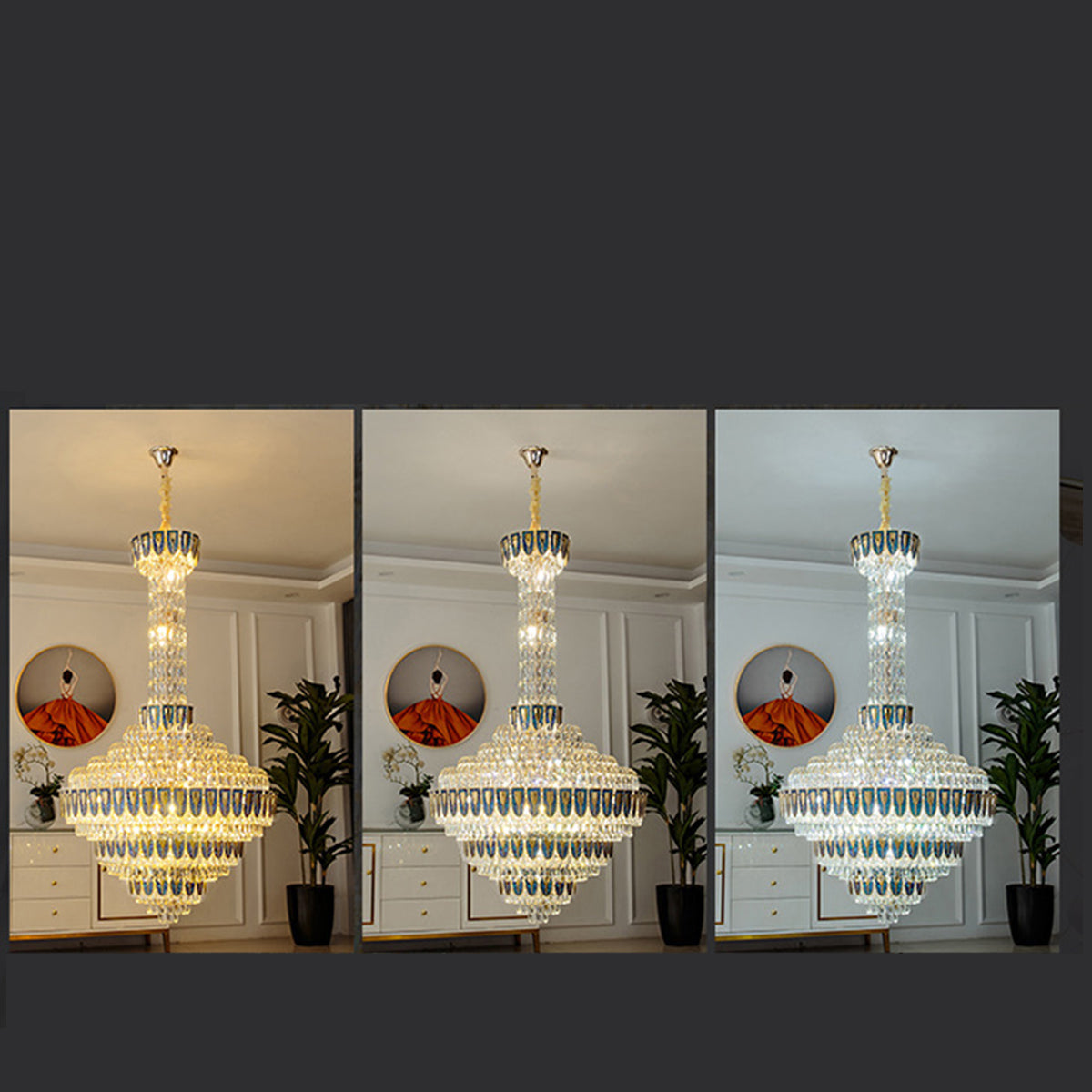 Riviko Grand Empire Tiered Crystal Chandelier - Background Shot