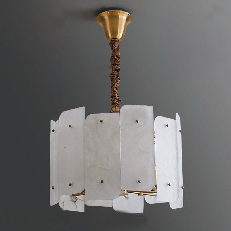 Alabaster Lorry Round Chandelier 20" 31" - Riviko