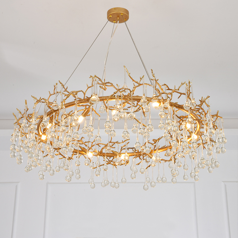 Riviko Dewdrop Bloom Brass Branch Chandelier - Background Shot