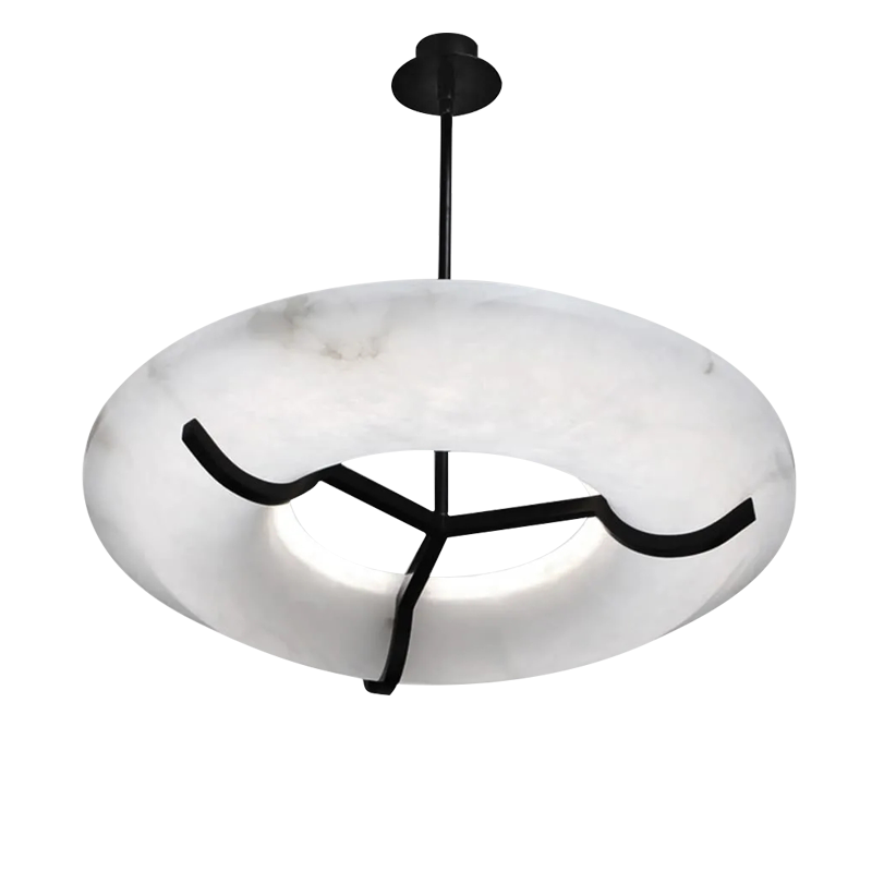 Maxine Modern Round Alabaster Dining Room Chandelier Chandelier Riviko