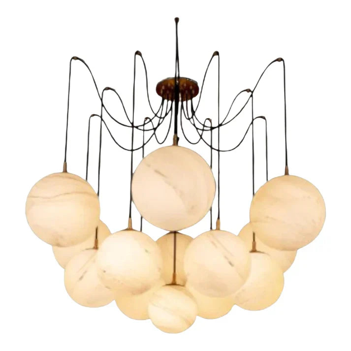 Terry Spider Alabaster Ball Chandelier, Luxurious Alabaster Chandelier Chandelier Riviko