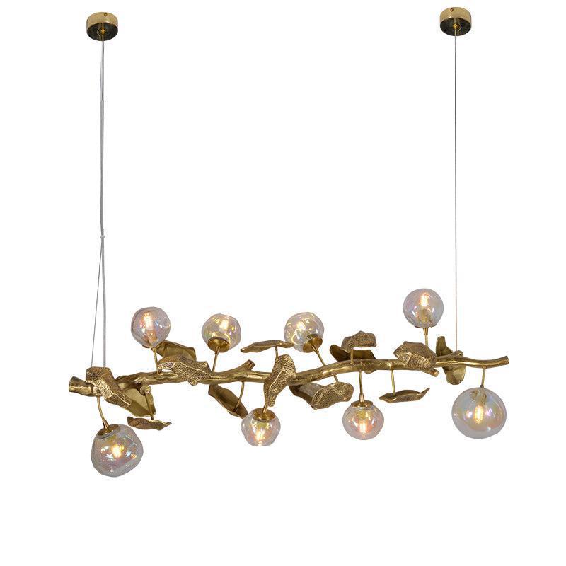 Riviko Verdant Canopy Organic Glass Linear Chandelier - American great room dining area