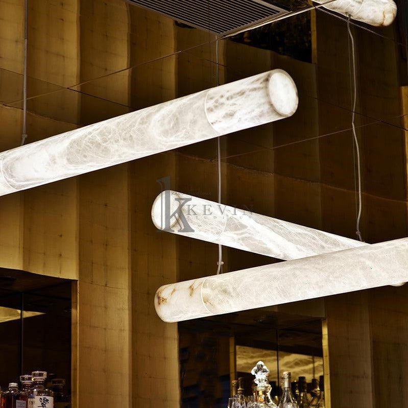 Gerta Modern Alabaster Linear Pendant Light, Kitchen Island Lighting Chandelier Riviko