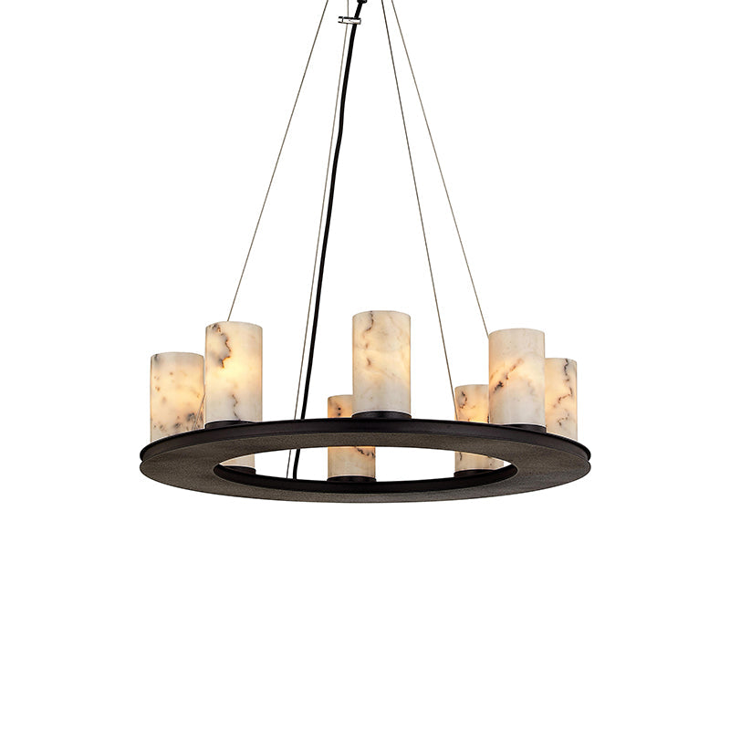 Scarlett Modern Round Industrial Candelabra Round Black Alabaster Chandelier Chandelier Riviko