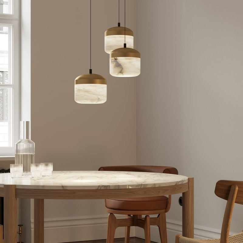 Ava Radiance - United Modern Alabaster Pendant Lamp For Staircase, Kitchen Pendant Light Chandelier Riviko
