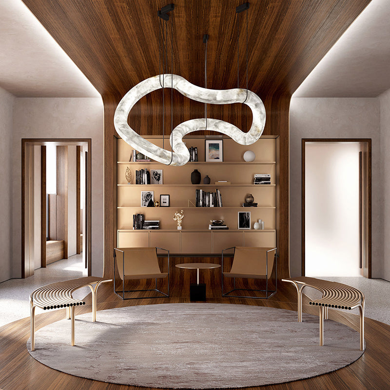 Oslo Infinity Symmetrical Entryway Alabaster Pendant Light, Entrance Pendant Light Chandelier Riviko