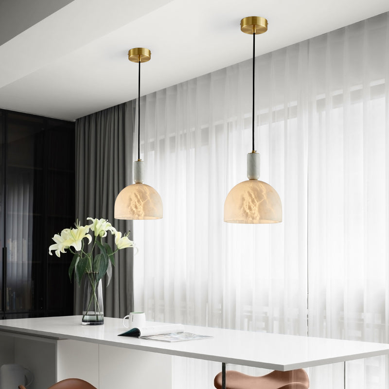 Aubry Modern Alabaster Bedside Pendant Light, Bedroom Pendant Lamp Chandelier Riviko