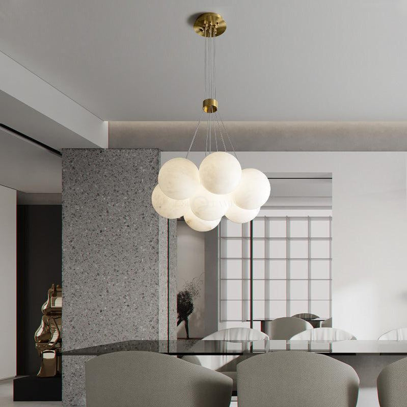 Sophie Modern Alabaster Ball Pendant Light, Dining Room Light Chandelier Riviko