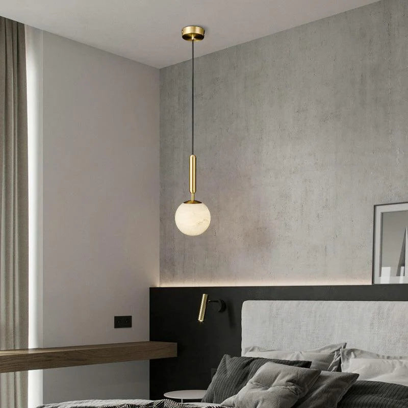Carmen Modern Alabaster Kitchen Island Pendant, Real Alabaster Pendant Lamp For Bedroom Chandelier Riviko