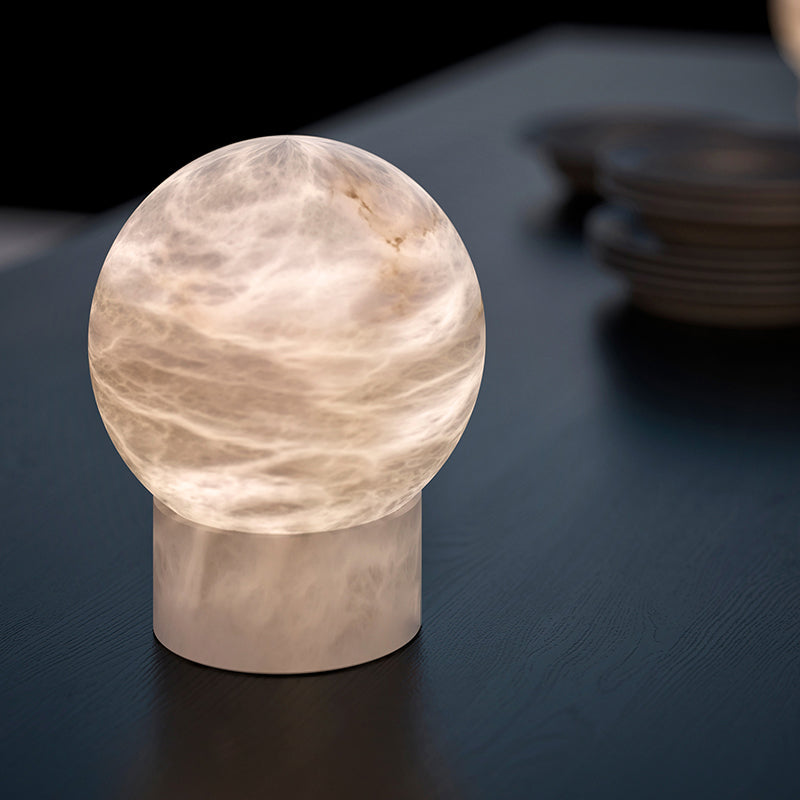 Franta Modern Round Alabaster Table Lamp, Bedside Table Lamp Chandelier Riviko