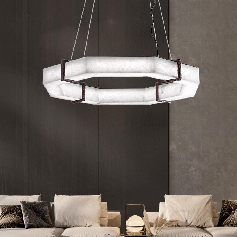 Maxine Modern Creative Retro Alabaster Living Room Round Chandelier Chandelier Riviko 23.6" D