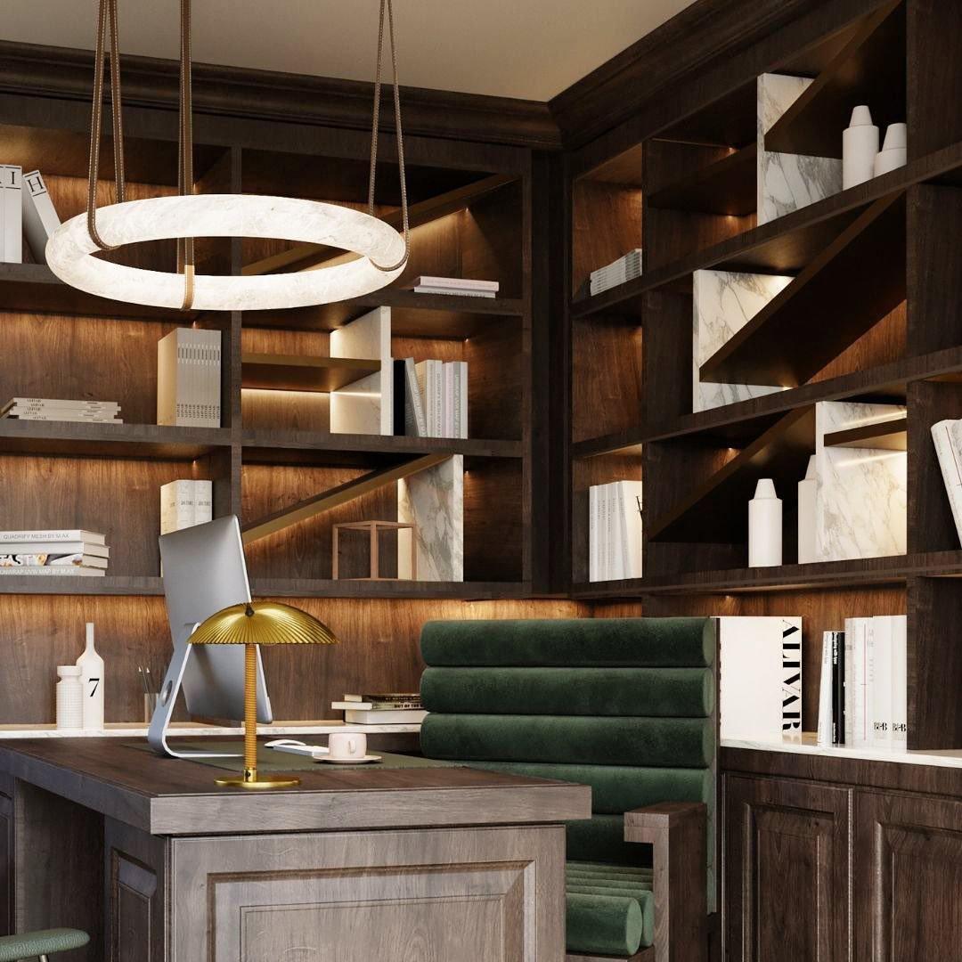 Oslo Pendant Alabaster Chandelier, Halo Ring Chandelier With Leather Chandelier Riviko