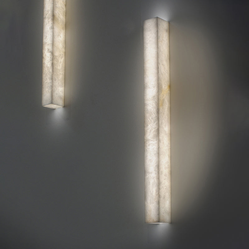 Flor Rectangular Modern Alabaster Wall Light Besides Bed Wall Light Fixtures Riviko 23.6" H