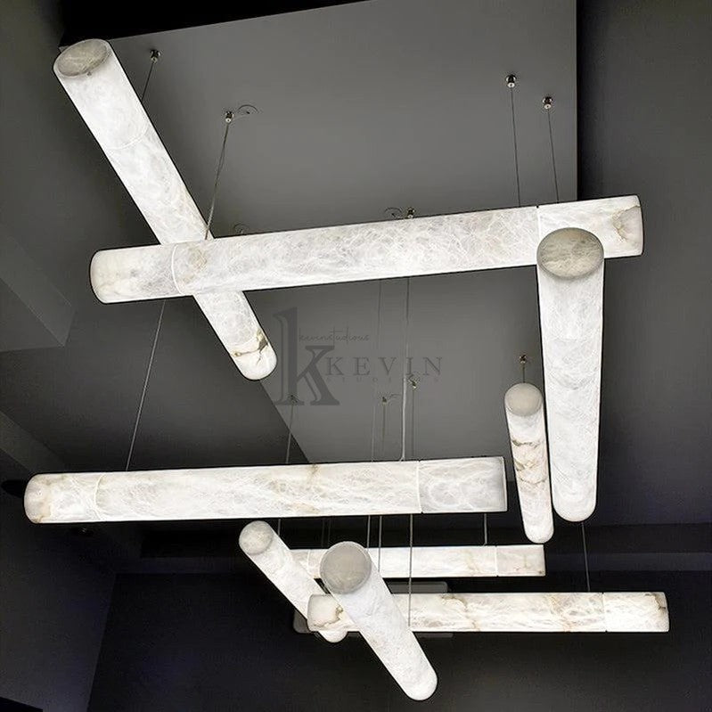Gerta Modern Alabaster Linear Pendant Light, Kitchen Island Lighting Chandelier Riviko