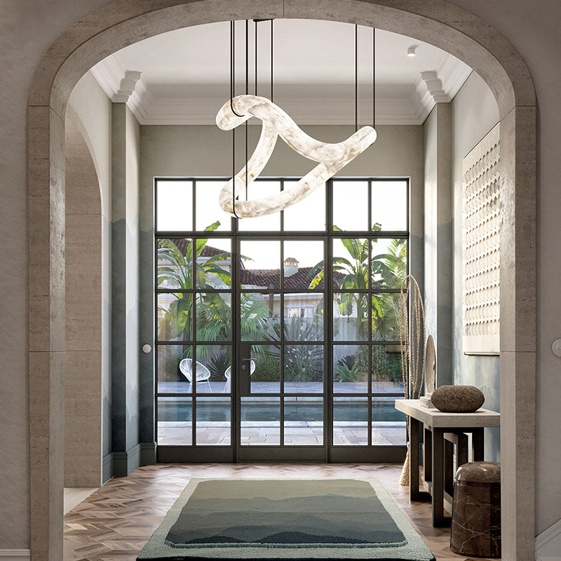 Oslo Infinity Symmetrical Entryway Alabaster Pendant Light, Entrance Pendant Light Chandelier Riviko