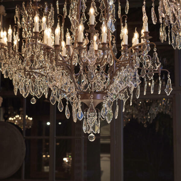Riviko Grand Baroque Tiered Glass Chandelier - Background Shot
