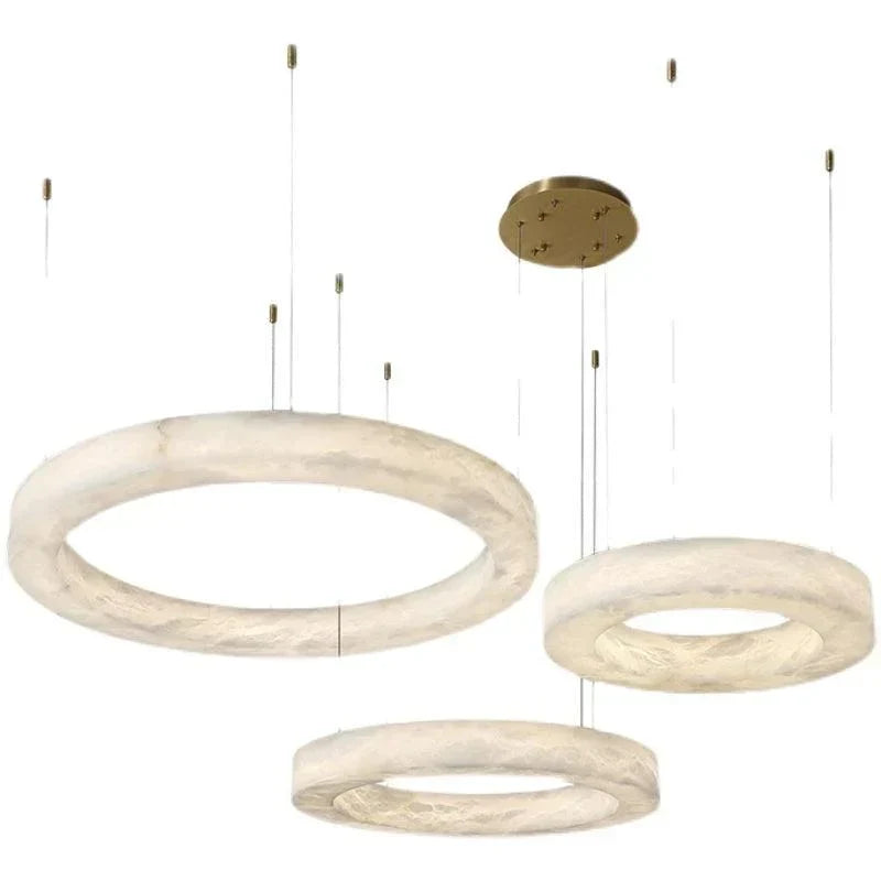 Emerald Real Alabaster Ring Chandelier, Modern Circular Chandelier Chandelier Riviko
