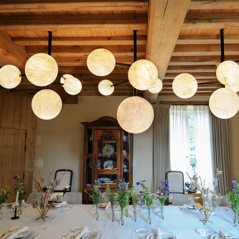 Sian Modern Sphere Delight - Modern Artistic Alabaster Pendant Light Chandelier Riviko