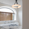Maxine Modern Round Alabaster Plate Chandelier, Exquisite Illumination Chandelier Riviko 33.5" D