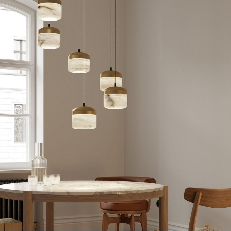Ava Radiance - United Modern Alabaster Pendant Lamp For Staircase, Kitchen Pendant Light Chandelier Riviko