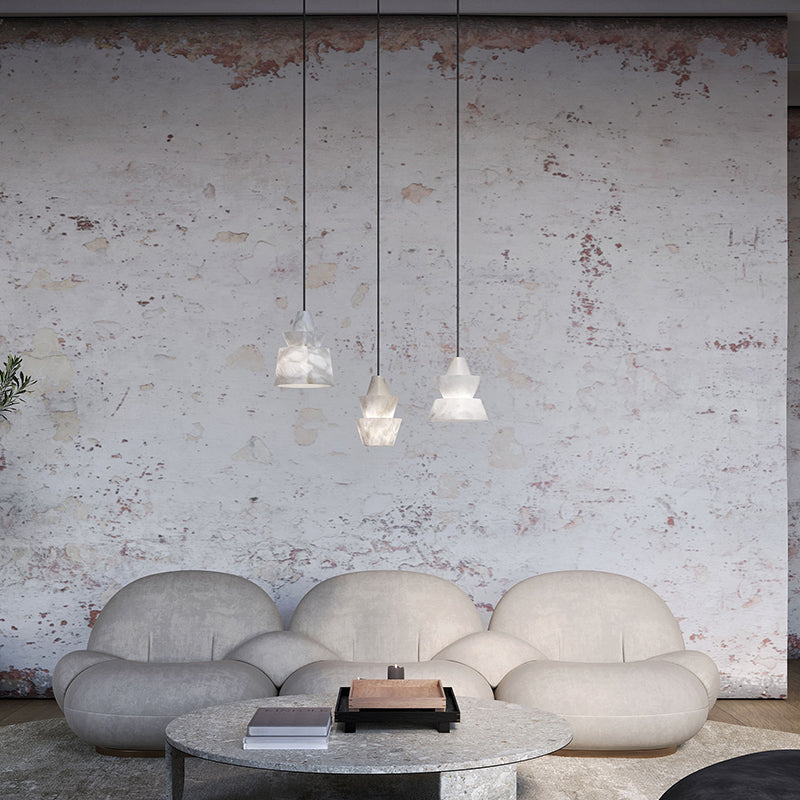 Koltin Lab Small Alabaster Coffee Table Pendant, Modern Pendant Light Besides Bed Chandelier Riviko