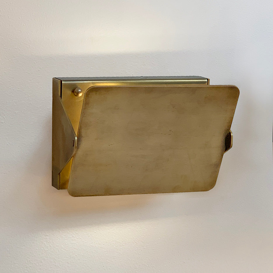 Riviko Veridian Brass Flip-Front Wall Sconce - luxury American master bathroom
