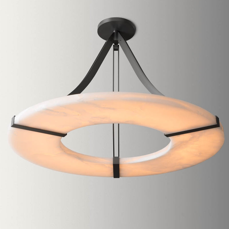 Maxine Modern Round Alabaster Plate Chandelier, Exquisite Illumination Chandelier Riviko