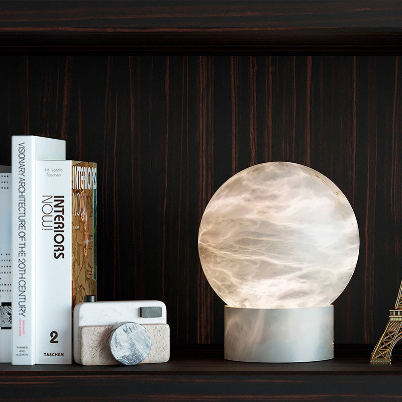 Franta Modern Round Alabaster Table Lamp, Bedside Table Lamp Chandelier Riviko