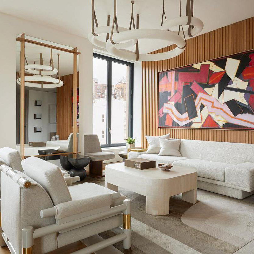 Riviko Alabaster Orb Modern Pendant - dramatic American stairwell with three-story void