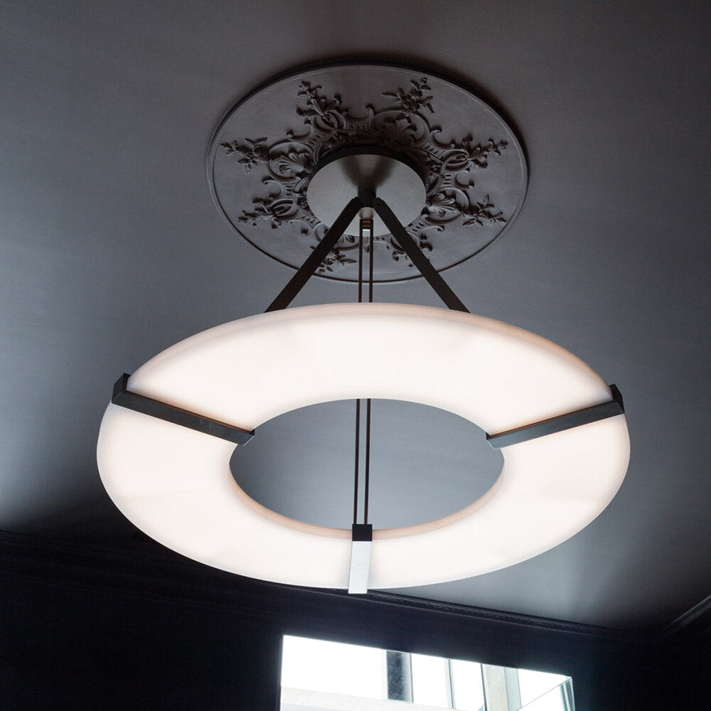 Maxine Modern Round Alabaster Plate Chandelier, Exquisite Illumination Chandelier Riviko