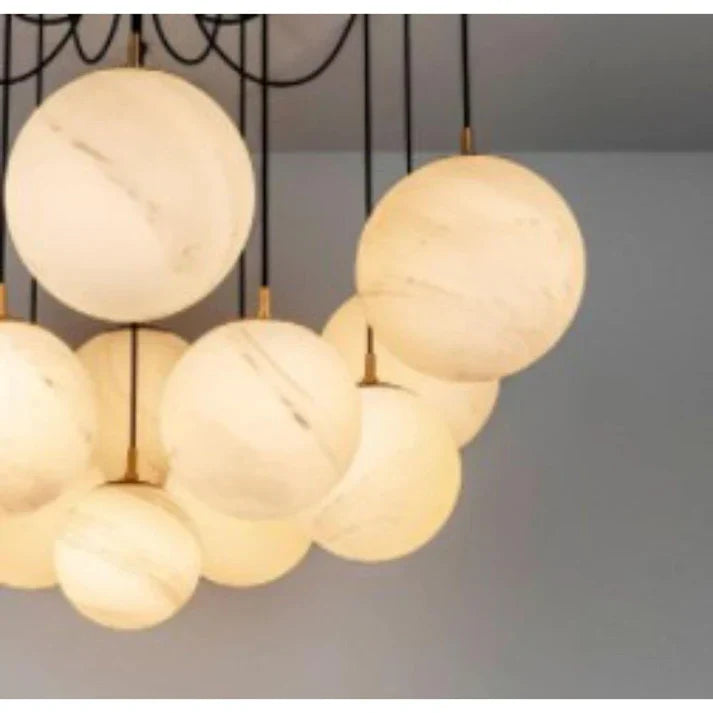 Terry Spider Alabaster Ball Chandelier, Luxurious Alabaster Chandelier Chandelier Riviko