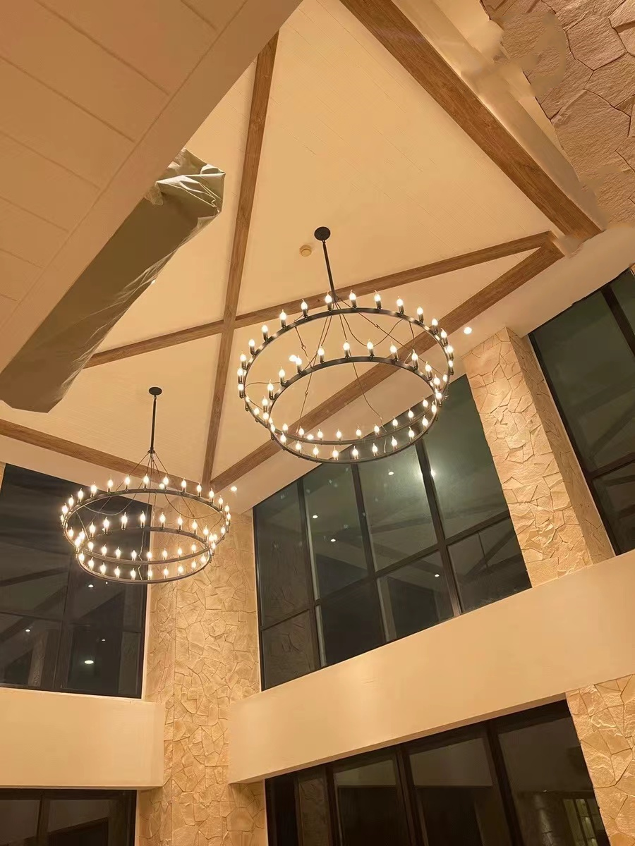 Celestine Vintage Filament Two-Tier Round Chandelier 71"