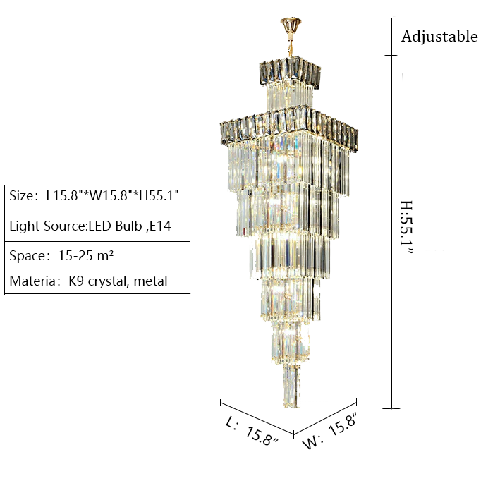 Riviko Grand Lumina Vertical Crystal Foyer Chandelier - Background Shot