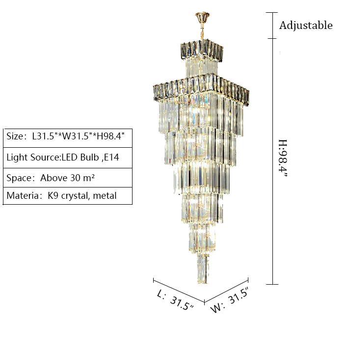 Riviko Grand Lumina Vertical Crystal Foyer Chandelier - Background Shot