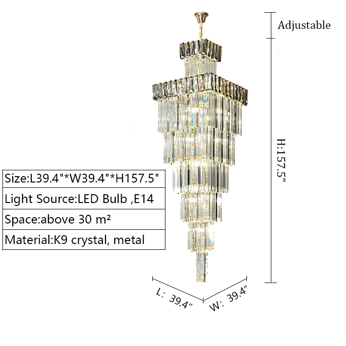 Riviko Grand Lumina Vertical Crystal Foyer Chandelier - Background Shot