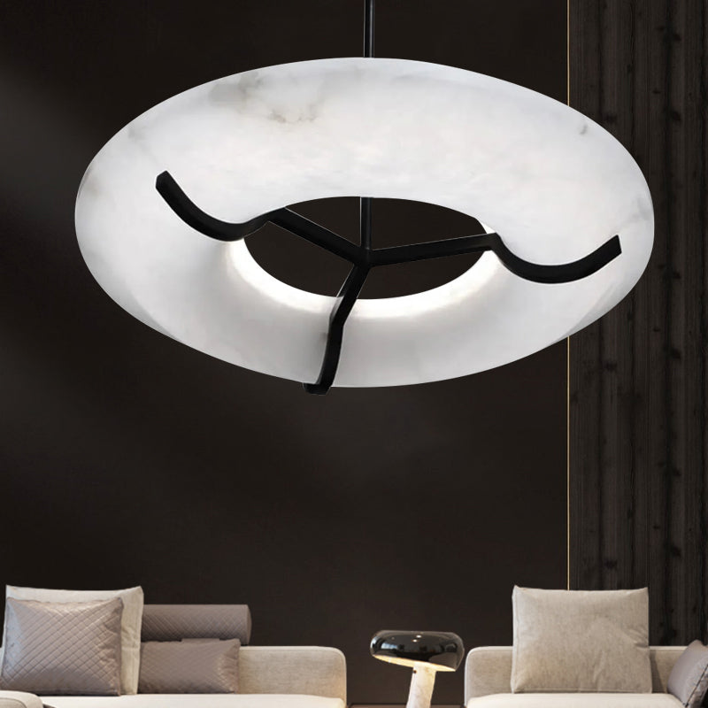 Maxine Modern Round Alabaster Dining Room Chandelier Chandelier Riviko 23.6" D